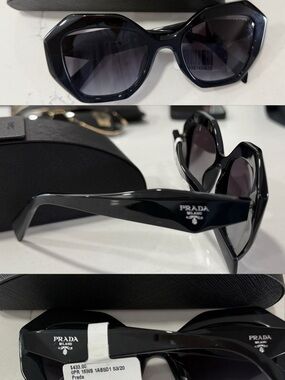 Prada Black High-Gloss Geometric Sunglasses